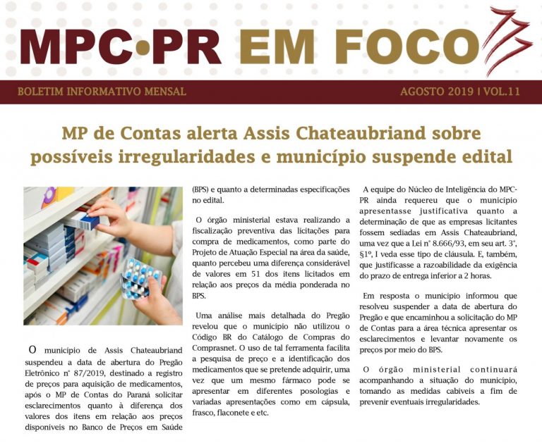 Leia mais sobre o artigo Boletim Informativo MPC-PR em Foco agosto/2019