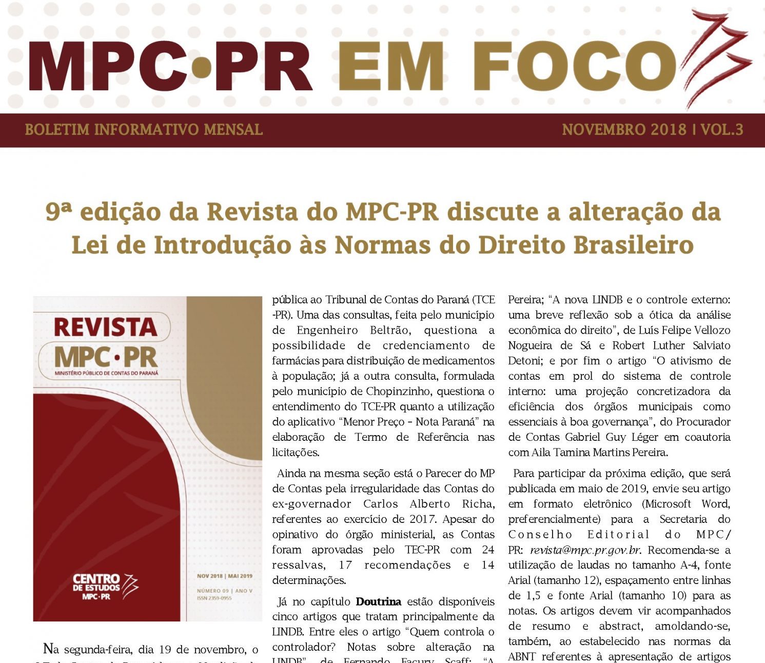 Leia mais sobre o artigo Boletim Informativo MPC-PR em Foco dezembro/2018