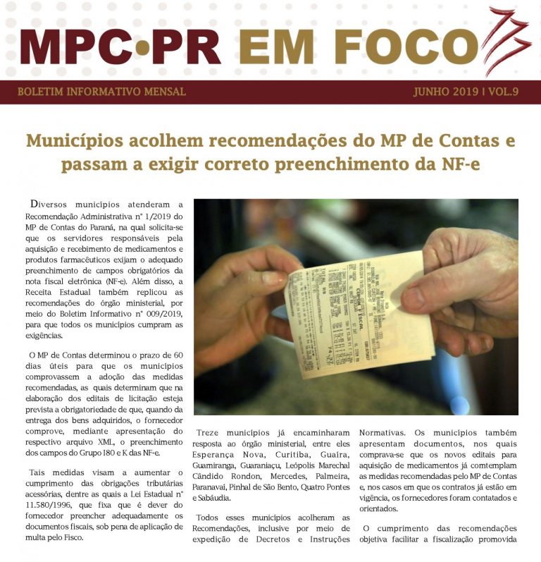 Leia mais sobre o artigo Boletim Informativo MPC-PR em Foco junho/2019