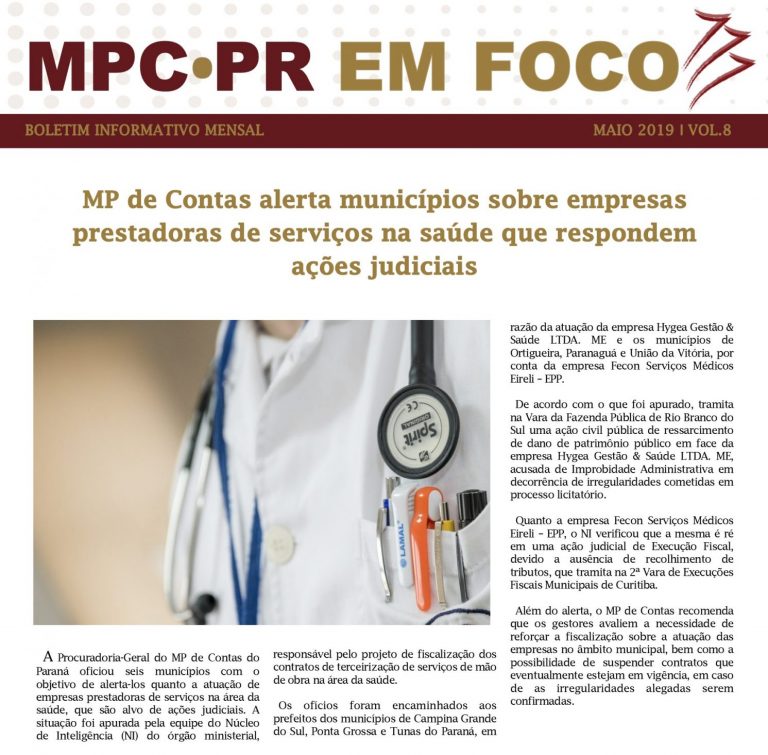 Leia mais sobre o artigo Boletim Informativo MPC-PR em Foco maio/2019