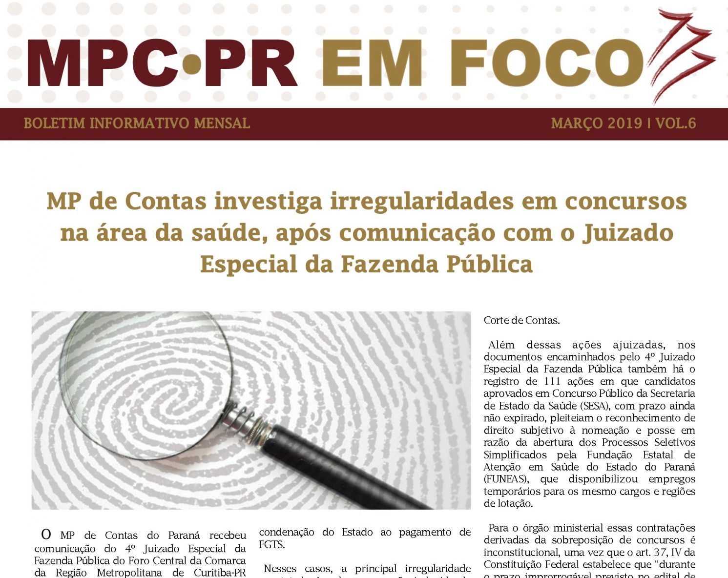 Leia mais sobre o artigo Boletim Informativo MPC-PR em Foco março/2019