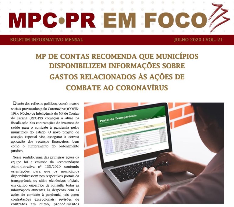 Leia mais sobre o artigo Boletim Informativo MPC-PR em Foco julho/2020