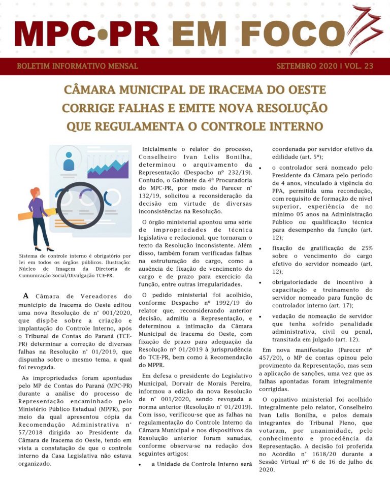 Read more about the article Boletim Informativo MPC-PR em Foco setembro/2020