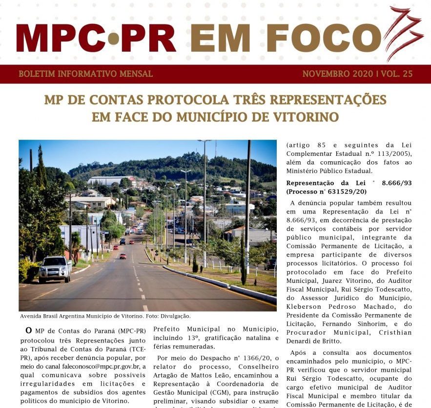 Leia mais sobre o artigo Boletim Informativo MPC-PR em Foco novembro/2020