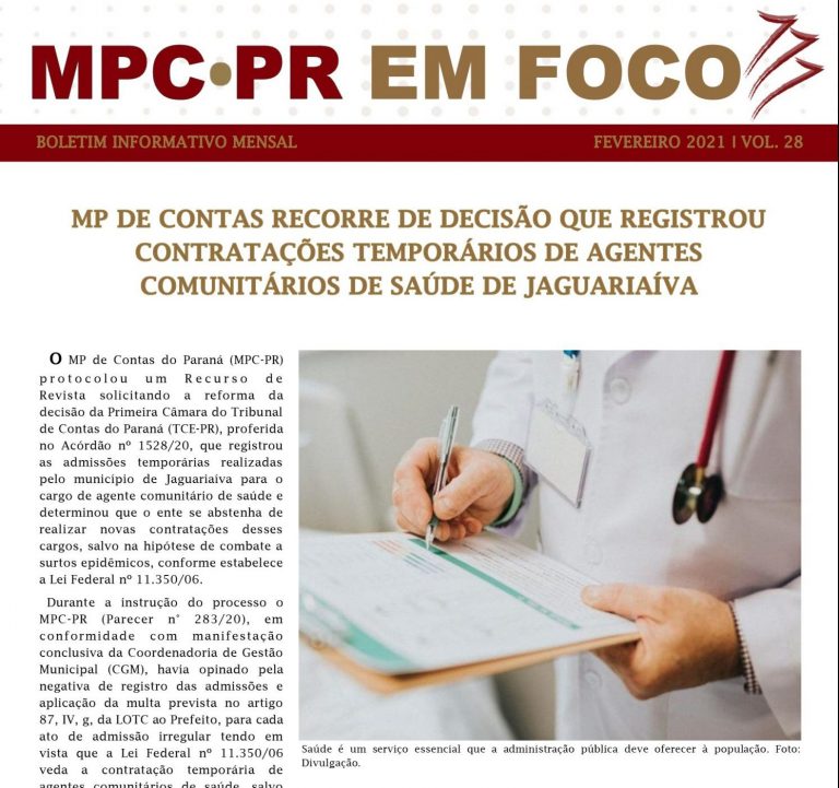Read more about the article Boletim Informativo MPC-PR em Foco fevereiro/2021