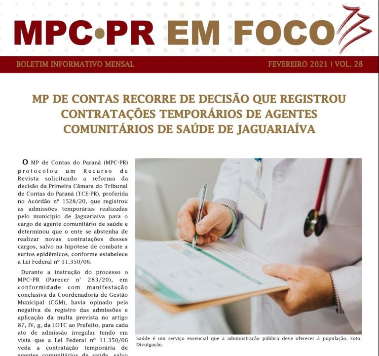 Leia mais sobre o artigo Boletim Informativo MPC-PR em Foco fevereiro/2021