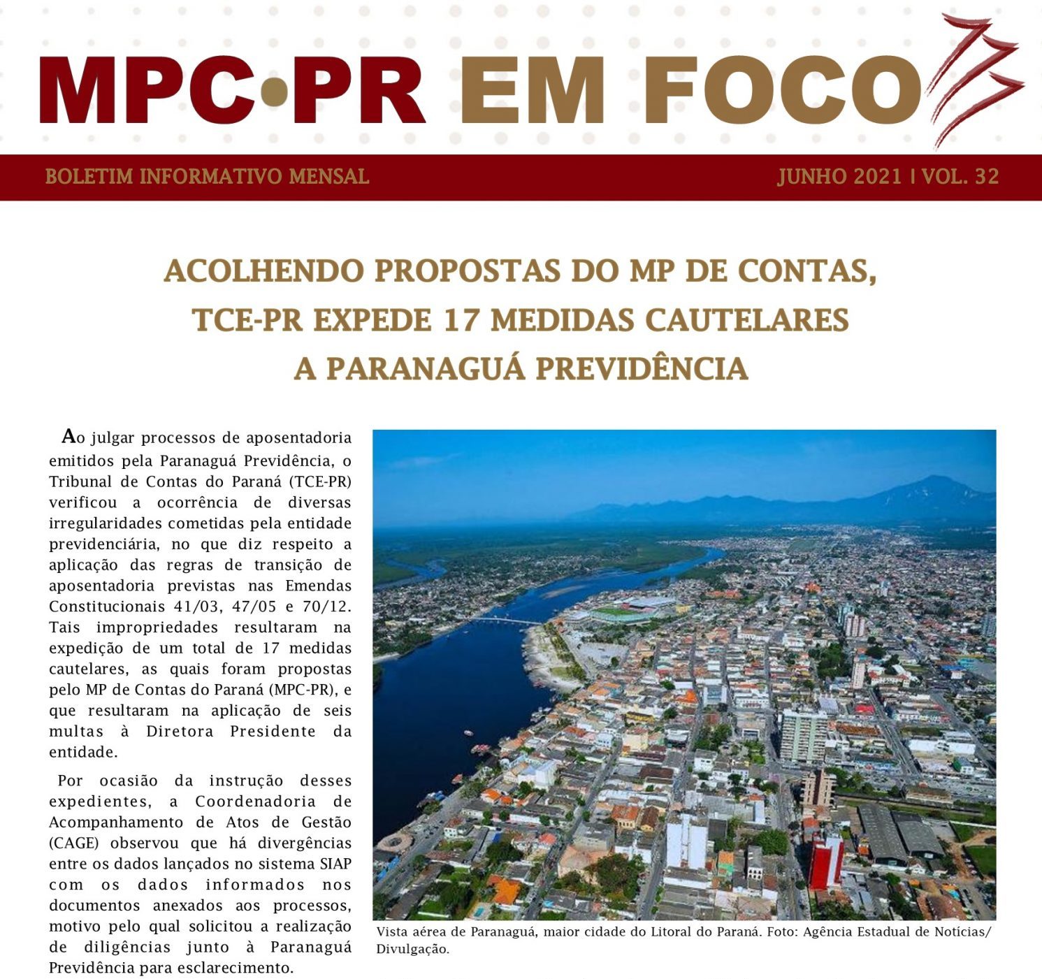 Read more about the article Boletim Informativo MPC-PR em Foco junho/2021