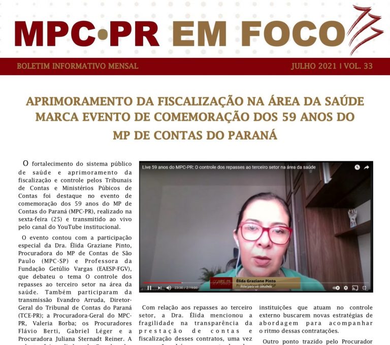 Leia mais sobre o artigo Boletim Informativo MPC-PR em Foco julho/2021