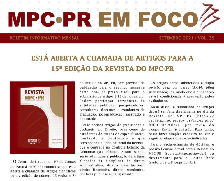 Leia mais sobre o artigo Boletim Informativo MPC-PR em Foco setembro/2021