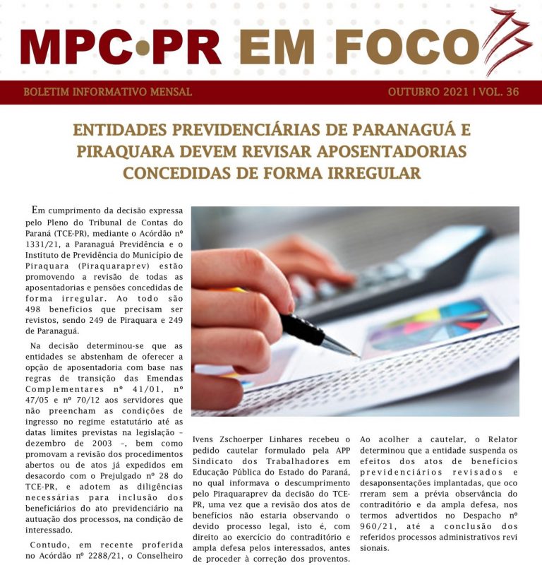 Leia mais sobre o artigo Boletim Informativo MPC-PR em Foco outubro/2021