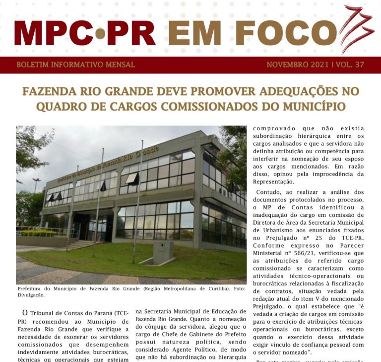 Read more about the article Boletim Informativo MPC-PR em Foco novembro/2021