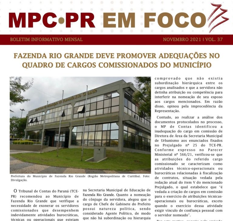 Leia mais sobre o artigo Boletim Informativo MPC-PR em Foco novembro/2021