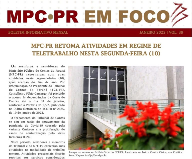 Leia mais sobre o artigo Boletim Informativo MPC-PR em Foco janeiro/2022
