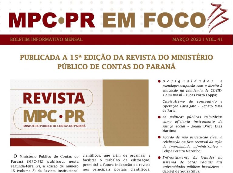 Leia mais sobre o artigo Boletim Informativo MPC-PR em Foco março/2022