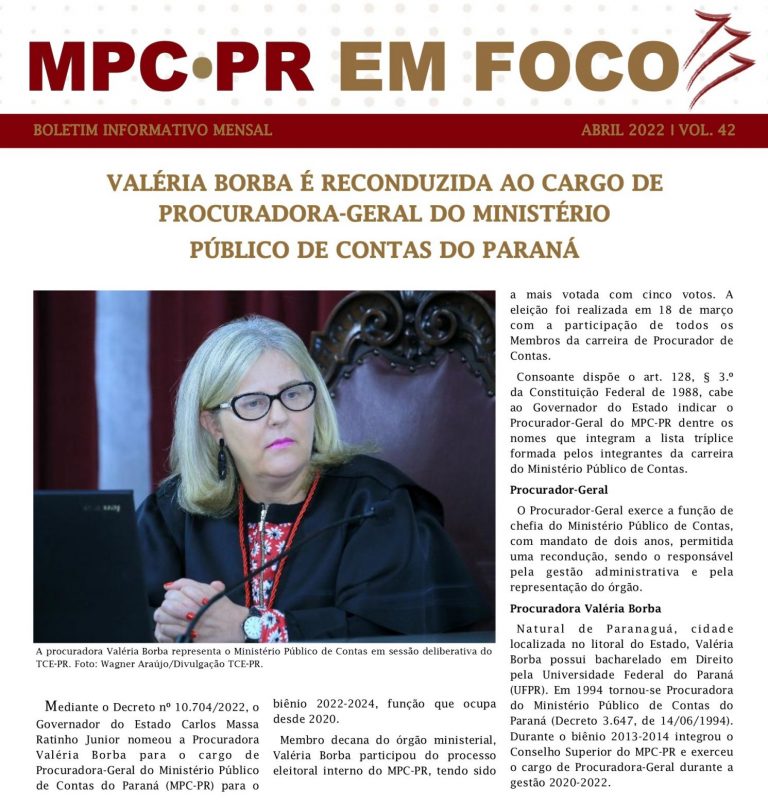 Leia mais sobre o artigo Boletim Informativo MPC-PR em Foco abril/2022