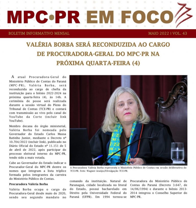 Leia mais sobre o artigo Boletim Informativo MPC-PR em Foco maio/2022