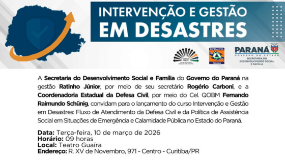 Defesa Civil Estadual lança capacitação sobre intervenção e gestão em desastres