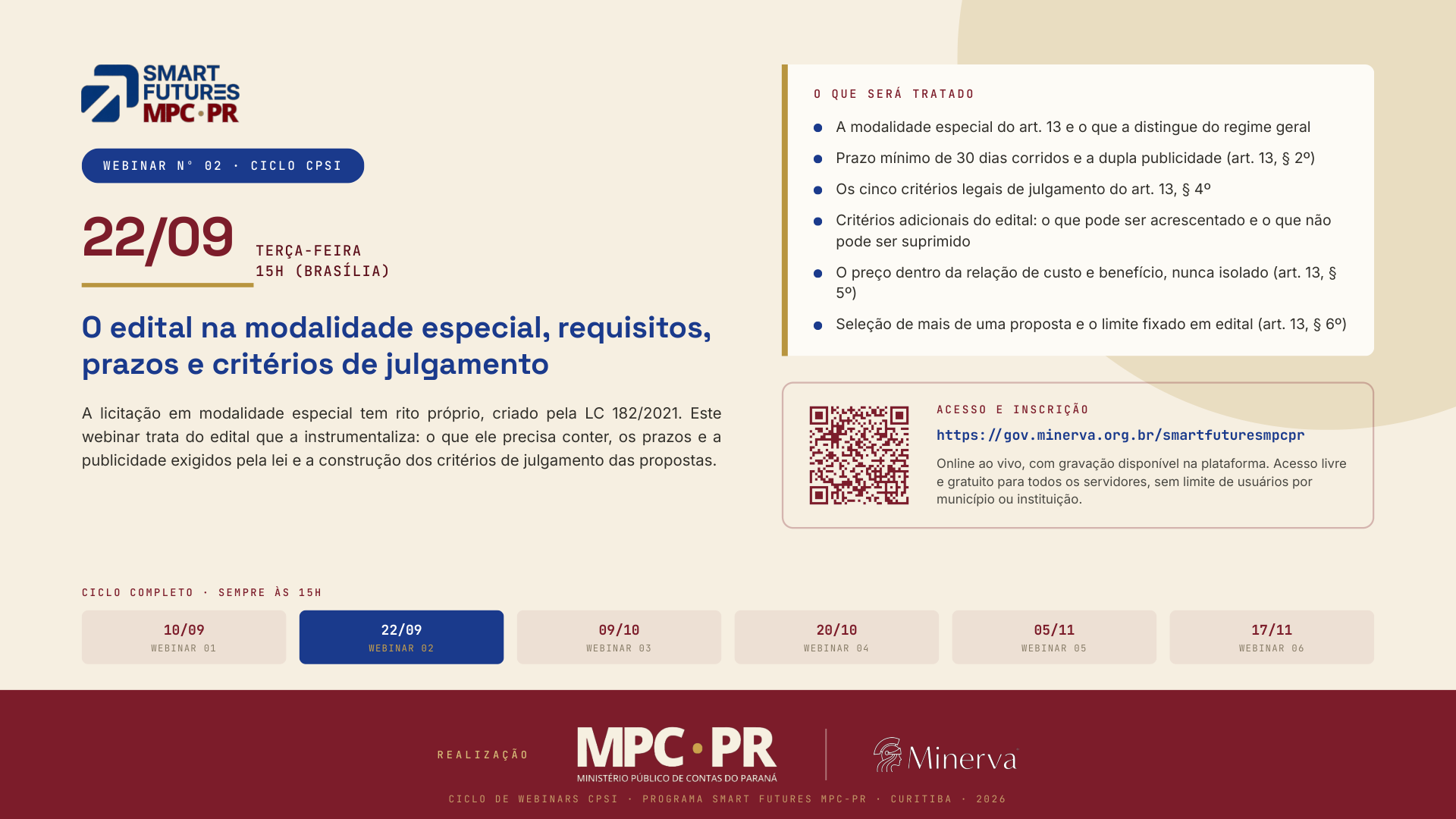 Leia mais sobre o artigo MPC-PR e Instituto Minerva promovem webinar sobre elaboração de editais para Contratação Pública para Solução Inovadora
